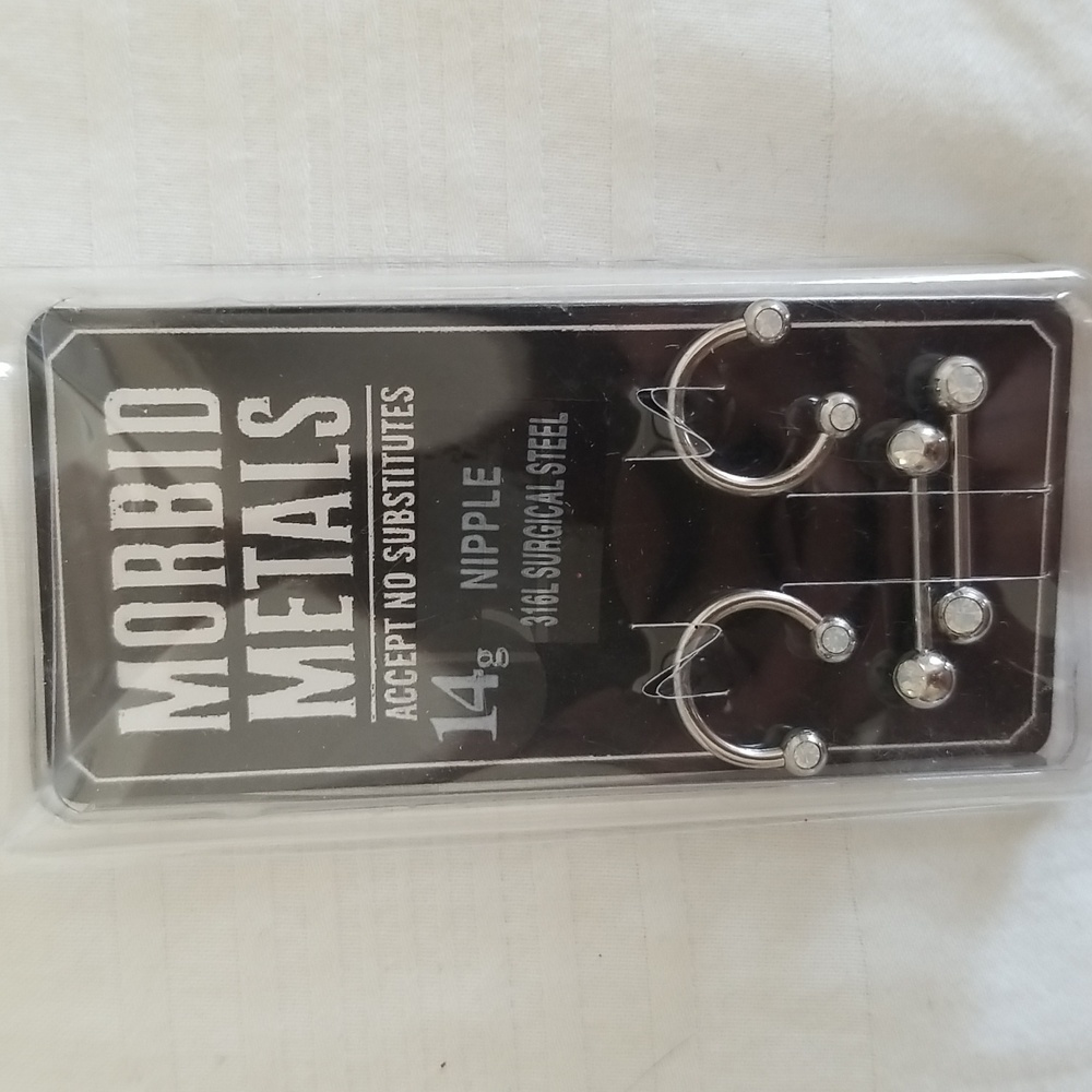 New Morbid Metals Nipple Opal Barbell Steel